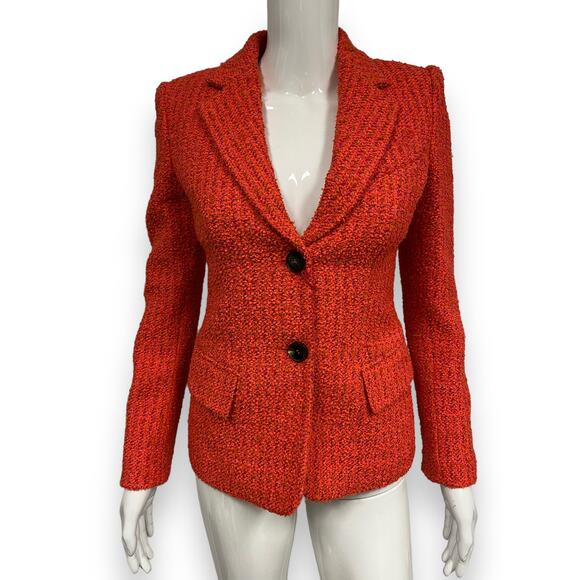 ALEXANDER MCQUEEN $2930 Orange Multi Boucle Tweed Blazer Jacket 36 US 0 - Picture 2 of 10